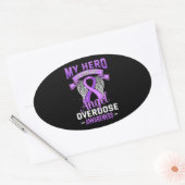 Sticker Ovale Mon héros est maintenant mon ange surdose soutien (Enveloppe)
