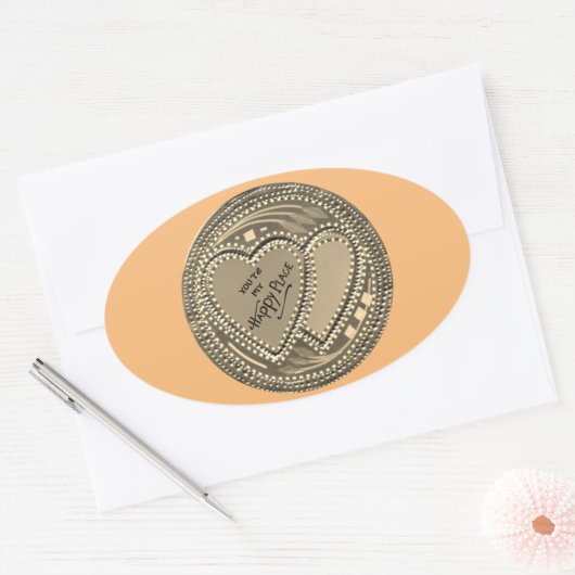 Sticker Ovale Mon vrai amour Vous êtes mon endroit heureux (Enveloppe)
