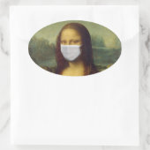 STICKER OVALE MONALISA AVEC BÂTIMENTS EN MASQUE EN PARODE (Sac)