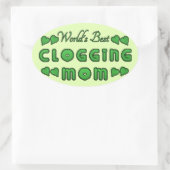 Sticker Ovale Monde la meilleure maman blogueuse verte (Sac)