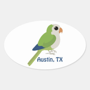 Sticker Ovale Monk Parakeet - Austin, Texas