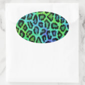 Sticker Ovale Monnaie Et Empreinte de léopard Bleu (Sac)