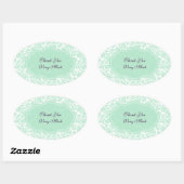 Sticker Ovale Monnaie Pastel Vert Et Blanc Damas (Feuille)