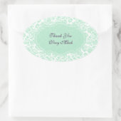 Sticker Ovale Monnaie Pastel Vert Et Blanc Damas (Sac)