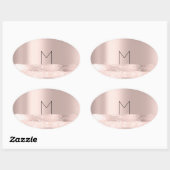Sticker Ovale Monogram Spark Rose  Blush Initiales Nom Ovale (Feuille)