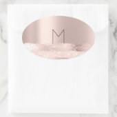 Sticker Ovale Monogram Spark Rose  Blush Initiales Nom Ovale (Sac)