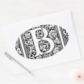 Sticker Ovale Monogramme B initial. Nom customisé Modèle floral (Enveloppe)