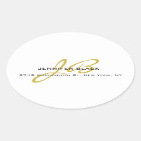 Monogramme blanc or couleur plaine minimaliste mod