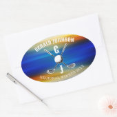 Sticker Ovale Monogramme de golf élégant personnalisé (Enveloppe)