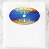 Sticker Ovale Monogramme de golf élégant personnalisé (Sac)