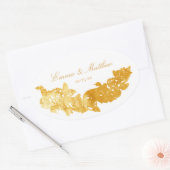 Sticker Ovale Monogramme de mariage doré baroque (Enveloppe)