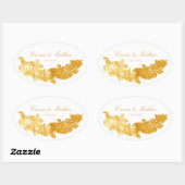 Sticker Ovale Monogramme de mariage doré baroque (Feuille)
