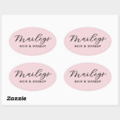 Sticker Ovale Monogramme de société de script moderne rose (Feuille)