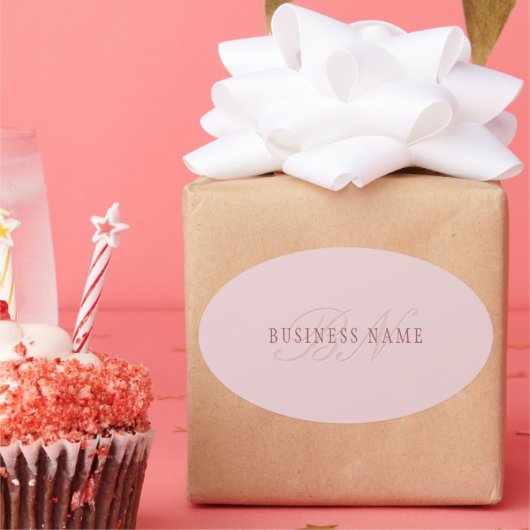 Sticker Ovale Monogramme élégant | Or Rose (Fête)