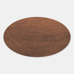 Sticker Ovale Monogramme en cuir Brown de texture