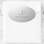 Sticker Ovale Monogramme initial Gold Silver Modèle personnalisa (Sac)