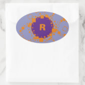 Sticker Ovale Monogramme initial Orange Purple Circle Carré Art (Sac)