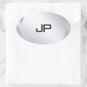 Sticker Ovale Monogramme Modèle d'argent métallique (Sac)