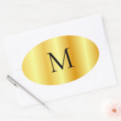 Sticker Ovale Monogramme Modèle Faux Or Moderne Élégant (Enveloppe)