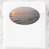 Sticker Ovale Monogramme Sunset Beach Waves, serein et paisible (Sac)