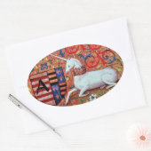 STICKER OVALE MONOGRAMME UNICORN ANCIEN PARCHEMENT BROWN (Enveloppe)