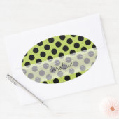 Sticker Ovale Monogramme Vert Noir Cute Chic Polka Motif point (Enveloppe)