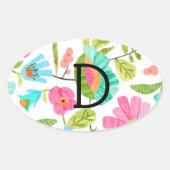 Sticker Ovale Monogramme Whimsical Custom Motif (Devant)