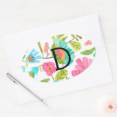 Sticker Ovale Monogramme Whimsical Custom Motif (Enveloppe)