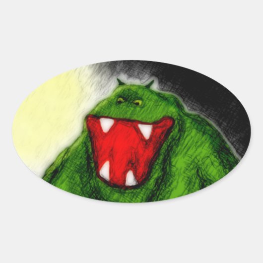 Sticker Ovale Monstre de nuit (Devant)