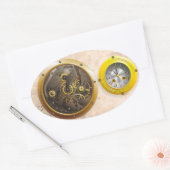 Sticker Ovale Montre Steampunk (Enveloppe)