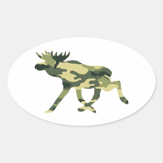 Sticker Ovale Moose / Elk Woodland Camouflage / Camo (Devant)
