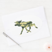 Sticker Ovale Moose / Elk Woodland Camouflage / Camo (Enveloppe)