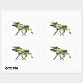 Sticker Ovale Moose / Elk Woodland Camouflage / Camo (Feuille)