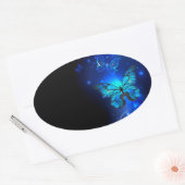 Sticker Ovale Morpho Butterfly in the Dark Background (Enveloppe)