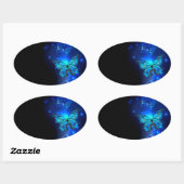 Sticker Ovale Morpho Butterfly in the Dark Background (Feuille)