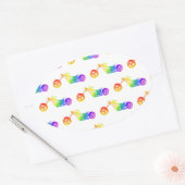 Sticker Ovale Mortocycle arc-en-ciel (Enveloppe)