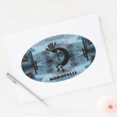 Sticker Ovale Mosaïque du désert sud-ouest de Kokopelli 2 (Enveloppe)