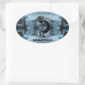 Sticker Ovale Mosaïque du désert sud-ouest de Kokopelli 2 (Sac)