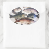 STICKER OVALE MOSAÏQUES ROMAINES ANTIQUES, POISSONS, ESPACE DE V (Sac)