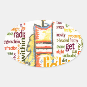 Sticker Ovale Mot de flamme de bougie Cloud Art Imprimer