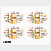 Sticker Ovale Mot de flamme de bougie Cloud Art Imprimer (Feuille)