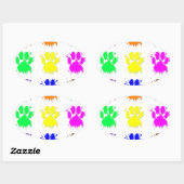 Sticker Ovale Motif à mâchoires pour chien d'encre (Feuille)