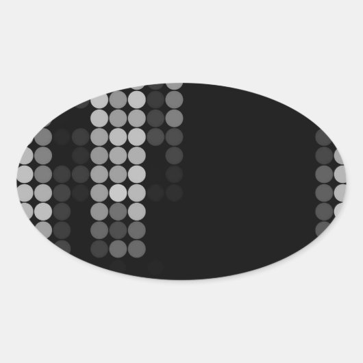 Sticker Ovale Motif à points Nuances de gris (Devant)