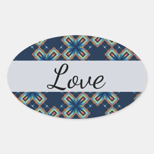 Sticker Ovale Motif abstrait de Blue X (Devant)