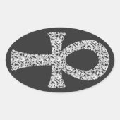 Sticker Ovale Motif Ankh Swirl (Devant)