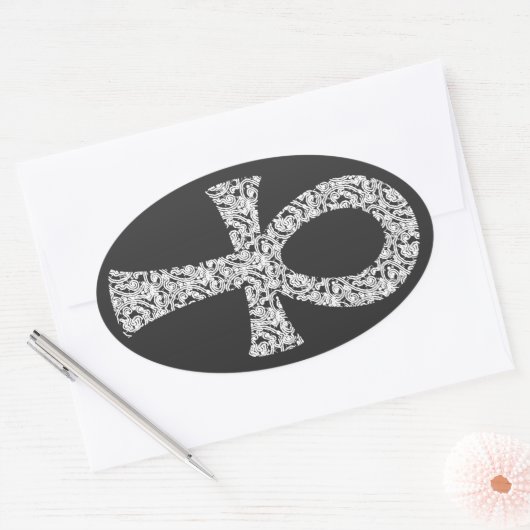 Sticker Ovale Motif Ankh Swirl (Enveloppe)