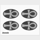 Sticker Ovale Motif Ankh Swirl (Feuille)