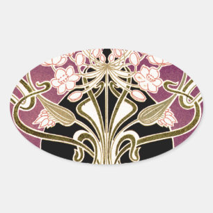 Sticker Ovale Motif Art Nouveau #2