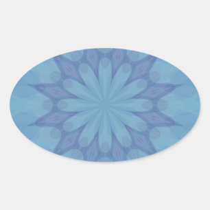 Sticker Ovale Motif bleu et turquoise 3