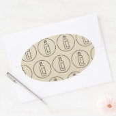 Sticker Ovale motif bouteille de vin (Enveloppe)